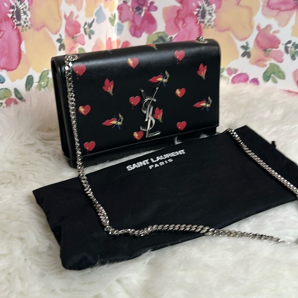 💯Authentic YSL Black Calfskin Printed Kate Medium, Black🍀 - Picture 3 of 17